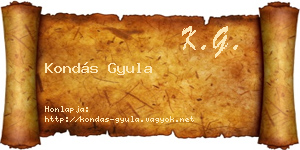 Kondás Gyula névjegykártya