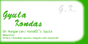 gyula kondas business card